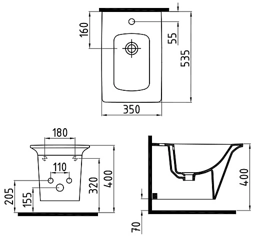 Биде подвесное Bien Lotus белый LTBA05401VD1W3000