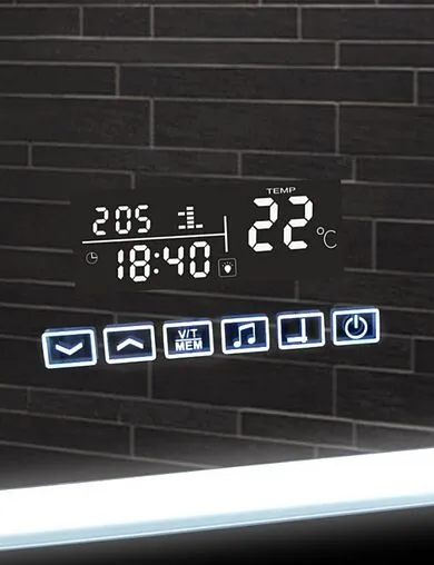 Зеркало с подсветкой Continent Demure Led 80x60 с музыкальным блоком, с подогревом (2 сенсорноеные кнопки) белый