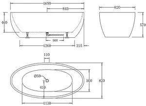 Ванна акриловая отдельностоящая BelBagno 170x82 без перелива  BB69-1700-W0, 2
