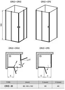 Душевая дверь 900мм прозрачное стекло Ravak Chrome CRV2-90 1QV70100Z1, 2