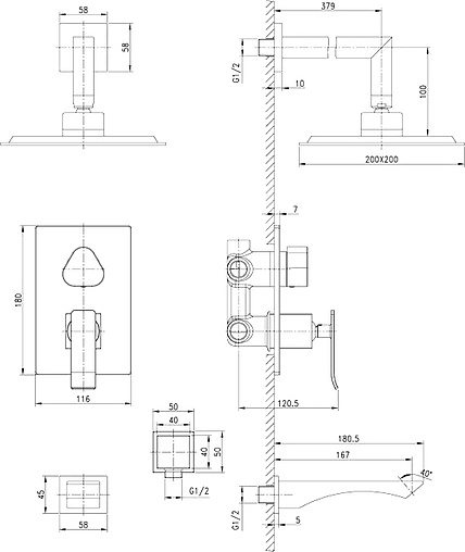 Душевая система со смесителем для ванны Lemark Contest белый/хром LM5822CW