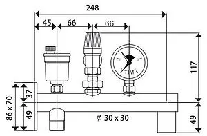 Группа безопасности расширительного бака до 20 кВт ¾&quot; 3 бар TIM JH1021-3, 2
