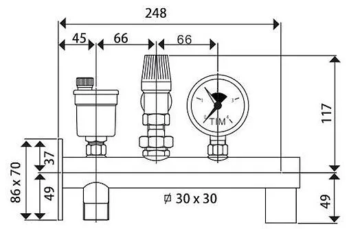 Группа безопасности расширительного бака до 20 кВт ¾&quot; 3 бар TIM JH1021-3