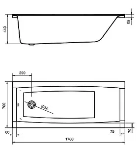 Ванна акриловая Santek Санторини 170x70 1WH302487, 2