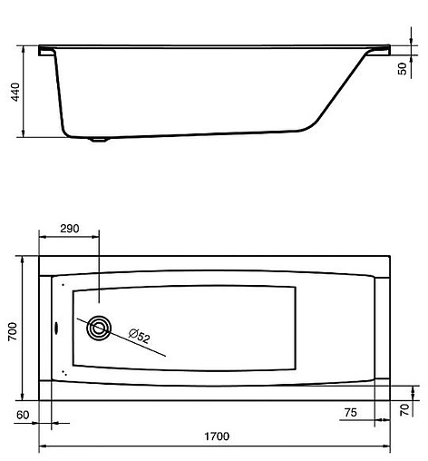 Ванна акриловая Santek Санторини 170x70 1WH302487