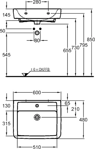 Раковина Keramag Renova Nr.1 Plan 60 белый 222260000