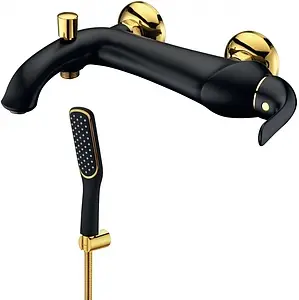 Смеситель для ванны Lemark Swan чёрный матовый/золото LM5402BG Смеситель для ванны Lemark Swan чёрный матовый/золото LM5402BG, 1