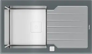 Мойка кухонная Teka Diamond RS15 1B 1D 86 нержавеющая сталь/серый камень 115100021 Мойка кухонная Teka Diamond RS15 1B 1D 86 нержавеющая сталь/серый камень 115100021, 1
