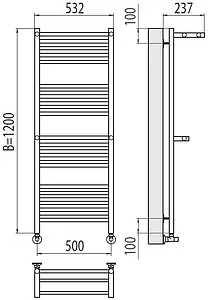 Полотенцесушитель водяной лесенка Terminus Аврора с 2-мя/п П22 500х1200 полированная сталь 4670078529244, 2