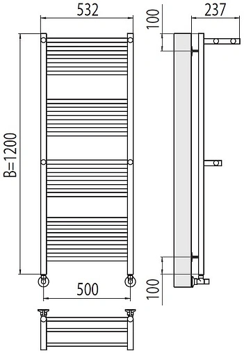 Полотенцесушитель водяной лесенка Terminus Аврора с 2-мя/п П22 500х1200 полированная сталь 4670078529244
