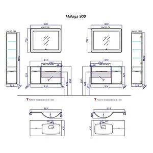 Тумба под умывальник подвесная Aqwella Malaga 100 крафт тёмный/белый Mal.01.09/L/CD, 2