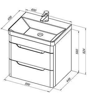 Тумба-умывальник подвесная Aquanet София 60 белый глянец 00288905+11060-KL, 2