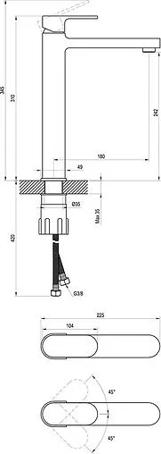 Смеситель для раковины Ravak Chrome чёрный матовый X070429 Смеситель для раковины Ravak Chrome чёрный матовый X070429