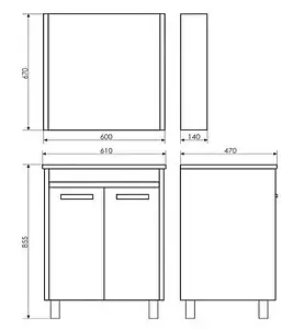 Тумба-умывальник напольная Comforty Тулуза 60 белый/сосна лоредо 00003129378CF, 2
