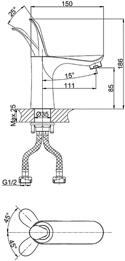 Смеситель для раковины D&amp;K Venice Baciano чёрный матовый/золото DA1032159