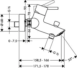 Смеситель для ванны Hansgrohe Talis S2 хром 32440000, 2