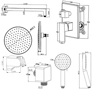 Душевая система со смесителем для душа Swedbe Platta чёрный матовый 5554B Душевая система со смесителем для душа Swedbe Platta чёрный матовый 5554B, 2