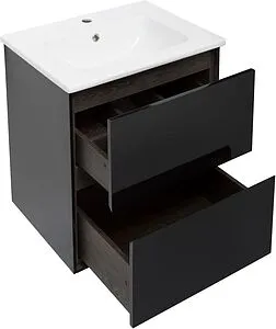 Тумба-умывальник подвесная Aquanet Милан 60 чёрный глянец 00269306+00254363, 4