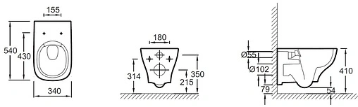 Комплект 5 в 1 Jacob Delafon Struktura E21750RU-00 с кнопкой E20859-7-BMT кнопки/черный глянцевый, рамка/черный матовый