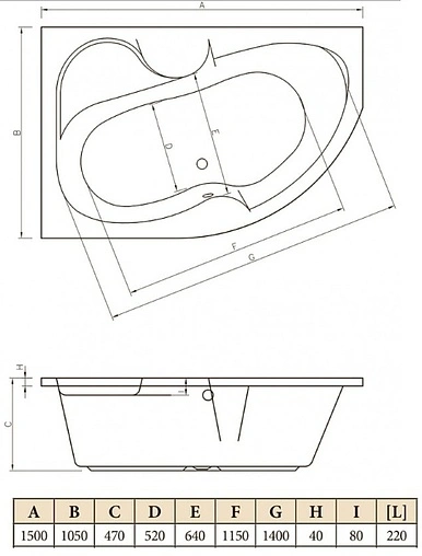 Ванна акриловая C-bath Atlas 150x105 L CBA00201L