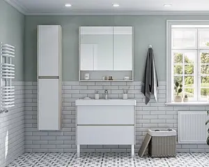 Шкаф-зеркало Aquaton Сканди 90 белый/дуб верона 1A252302SDB20, 4