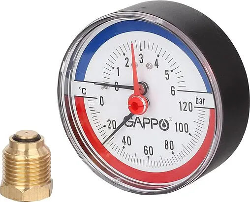 Термоманометр аксиальный Gappo 50мм 6 бар ½&quot; G1473
