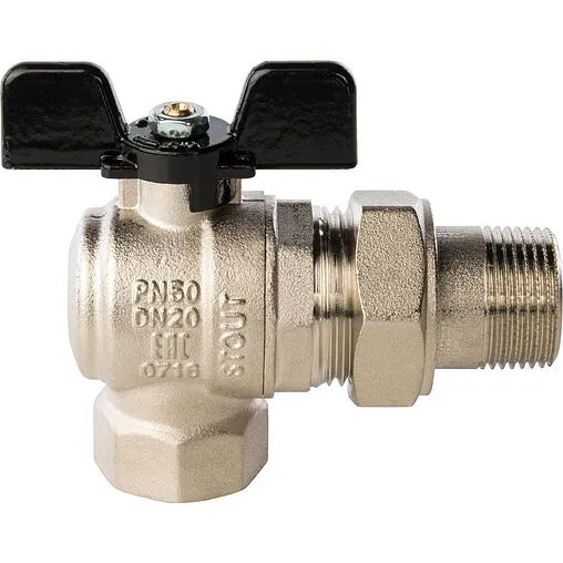 Кран шаровый с американкой угловой ¾&quot;в x ¾&quot;н Stout ГОСТ Р 59553-2021 SVB-0008-200020