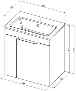 Тумба-умывальник Aquanet Практика 60 маренго 00330454+44060, 2