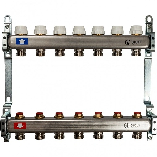 Группа коллекторная без расходомеров 7 отводов 1&quot;в/в x ¾&quot;ек Stout SMS 0922 000007