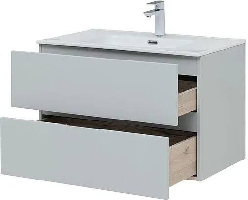 Тумба-умывальник подвесная Aquanet Алвита New 80 серый 00277516+00254364