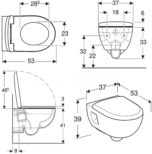 Комплект 5 в 1 Geberit Renova Rimfree 500.103.DW.R с кнопкой Delta 51 115.105.DW.1 черный глянцевый Комплект 5 в 1 Geberit Renova Rimfree 500.103.DW.R с кнопкой Delta 51 115.105.DW.1 черный глянцевый
