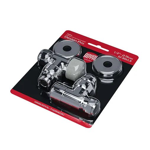 Комплект вентилей терморегулирующих угловых 15x1.0 x ½"н Royal Thermo Design Pro хром RATVXU11215CH Комплект вентилей терморегулирующих угловых 15x1.0 x ½"н Royal Thermo Design Pro хром RATVXU11215CH