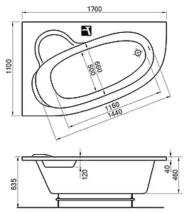 Ванна акриловая Ravak ASYMMETRIC 170x110 L C481000000, 4