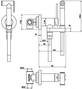 Гигиенический душ со смесителем Gattoni Circle Two чёрный матовый RT010NO, 2