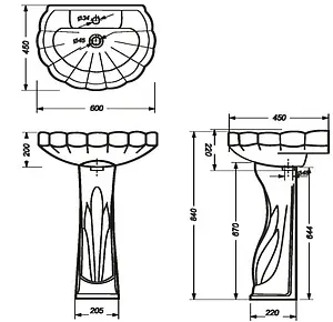 Раковина Sanita Ромашка 55 белый WB.PD/Romashka/60-C/WHT.G/S1 Раковина Sanita Ромашка 55 белый WB.PD/Romashka/60-C/WHT.G/S1, 2