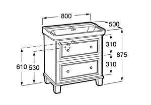 Тумба-умывальник напольная Roca Carmen 80 белый матовый 851369415, 2