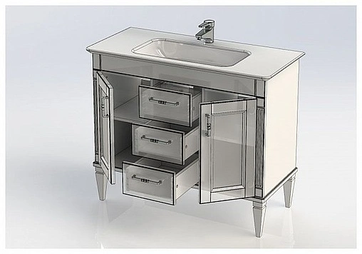 Тумба под умывальник напольная Aquanet Селена 105 белый/серебро 00201651