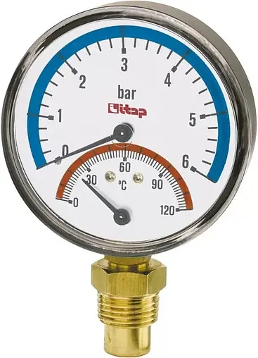 Термоманометр радиальный Itap 80мм 6 бар 120°С ½&quot; 484B012