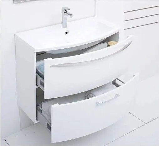 Тумба-умывальник подвесная Aquanet Лонг 90 белый глянец 00167099+НФ-00008069