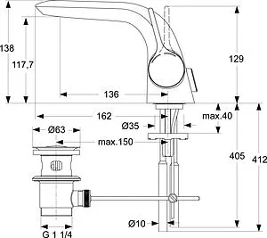 Смеситель для раковины Ideal Standard Melange хром A4258AA Смеситель для раковины Ideal Standard Melange хром A4258AA, 2