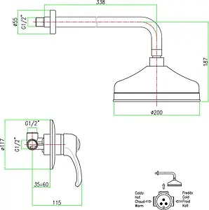 Душевая система со смесителем для душа Fiore Jafar хром 47CR5136 Душевая система со смесителем для душа Fiore Jafar хром 47CR5136, 2