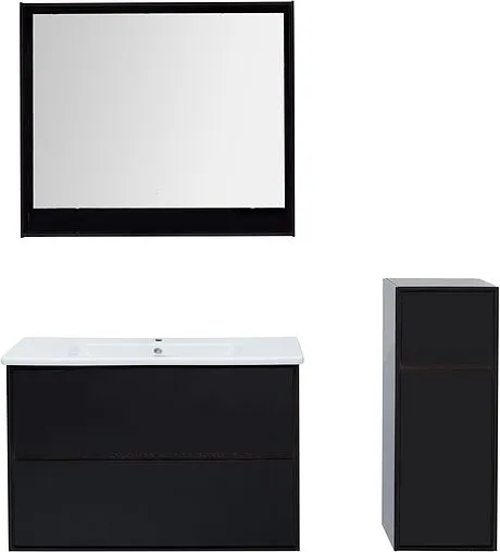 Тумба под умывальник подвесная Aquanet Милан 100 чёрный глянец 00269299