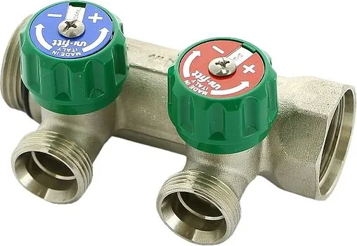 Коллектор регулирующий проходной 2 отвода 1&quot;в/н x ¾&quot;ек Uni-fitt 414C4320