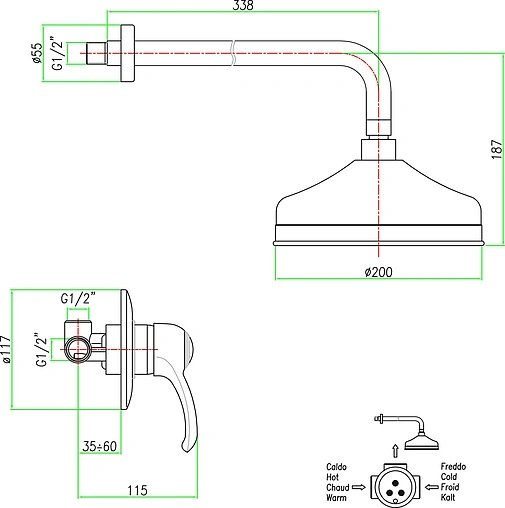 Душевая система со смесителем для душа Fiore Jafar хром 47CR5136