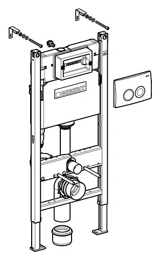 Инсталляция для подвесного унитаза Set 3 в 1 Geberit Duofix 458.124.21.1 с кнопкой Delta 21 хром