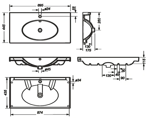 Раковина Sanita Luxe Next 90 белый NXT90SLWB01