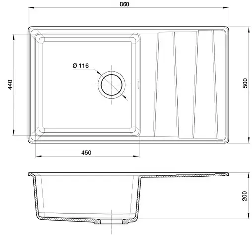 Мойка кухонная GranFest Level LV-860L бежевый