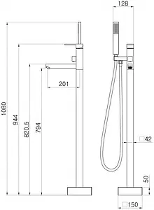 Смеситель для ванны напольный Swedbe Spira хром 4007 Смеситель для ванны напольный Swedbe Spira хром 4007, 2