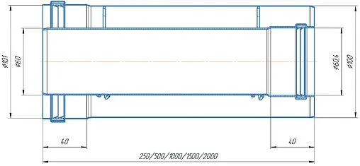 Коаксиальный удлинитель Ø 60/100мм L=2000мм (Al) Krats Y-2MAL