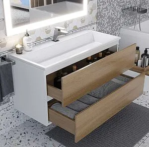 Тумба-умывальник подвесная Uperwood Barsa 100 дуб сонома/белый 293020535 Тумба-умывальник подвесная Uperwood Barsa 100 дуб сонома/белый 293020535, 5